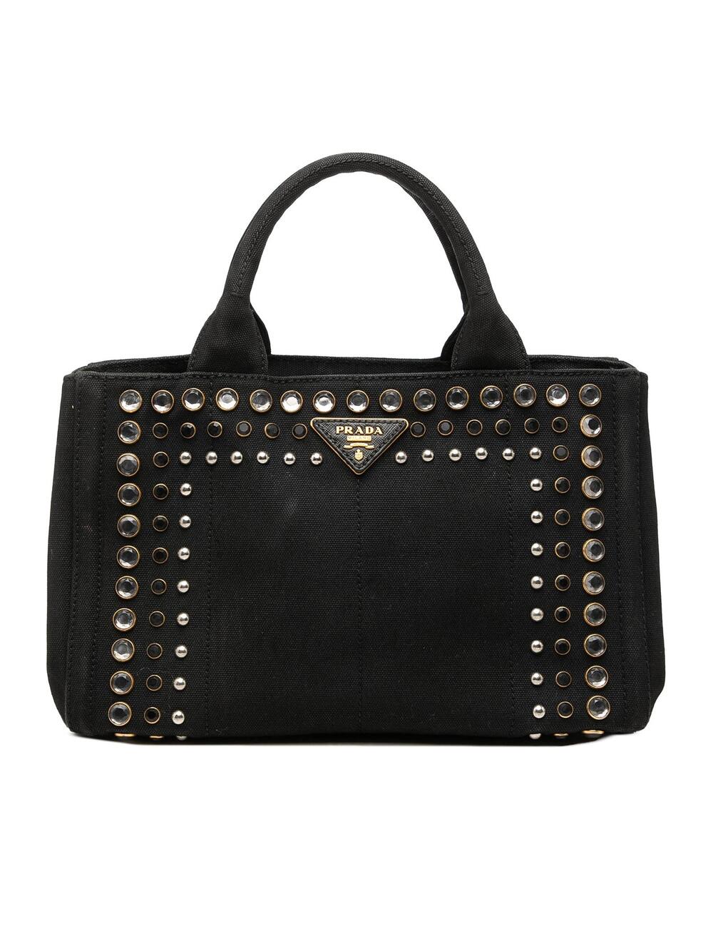 Prada Canvas Canapa Studded Handbag #349088P64B